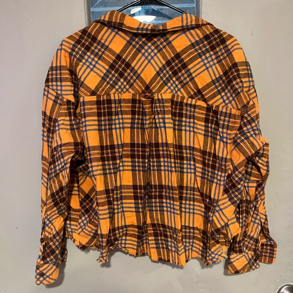 BDG cropped orange and blue flannel - Picture 4 of 5